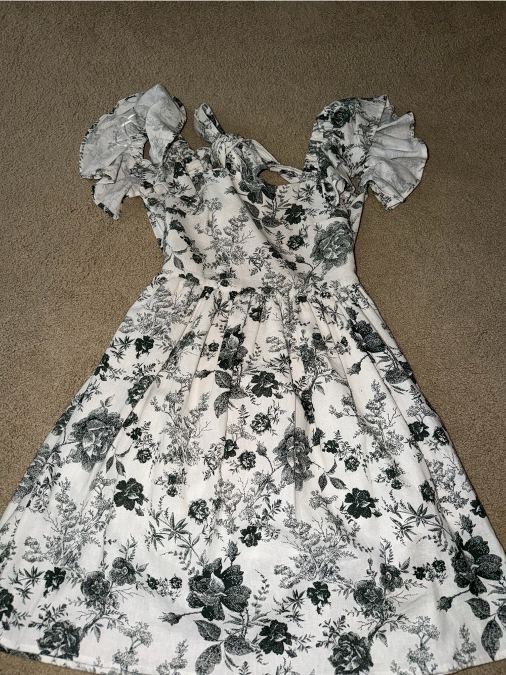 Francesca's White Skirt with Black Floral Print